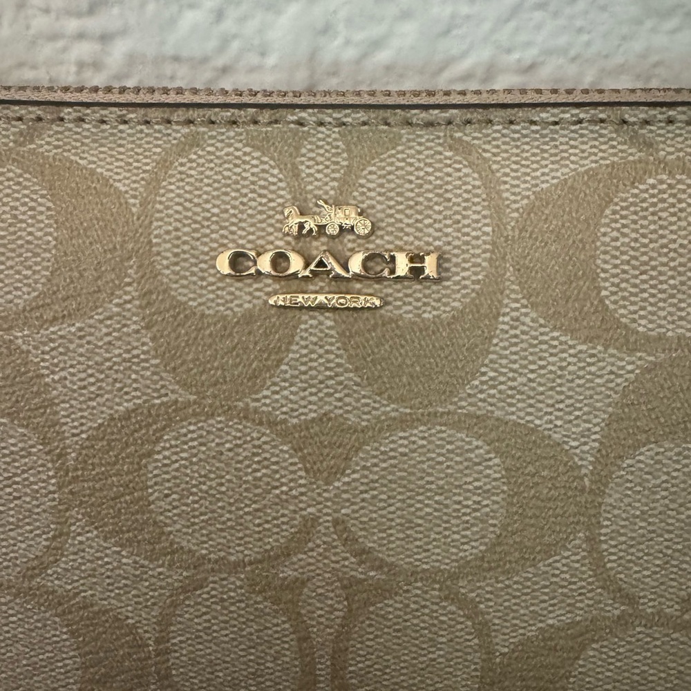 Coach Brown Signature Coated Canvas Double Corner Zip Wallet Wristlet/Purse - Picture 15 of 15